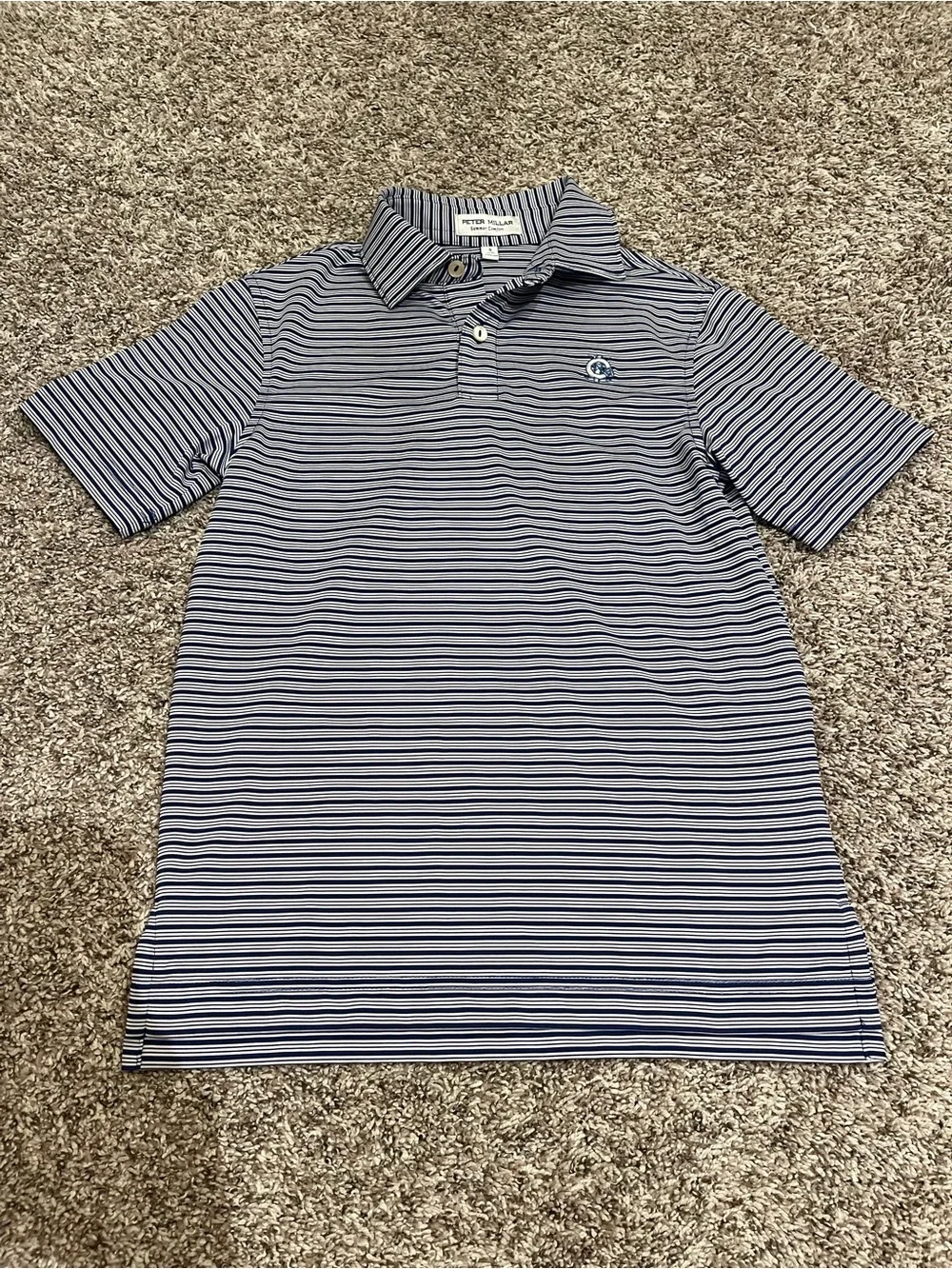 Peter Millar Stripe Stretch Jersey Polo Boys Youth Size Small 7-8